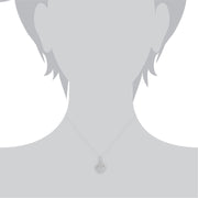 Pendentif et Boucles d'Oreilles Pendantes  Double Cœur Classique Or Blanc 375 Diamant Rond