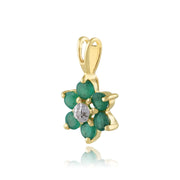 Pendentif Floral Or Jaune 375 Emeraude et Diamant style Cluster