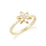 Gemondo 9ct Yellow Gold 0.03ct Diamond Spring Starflower Ring