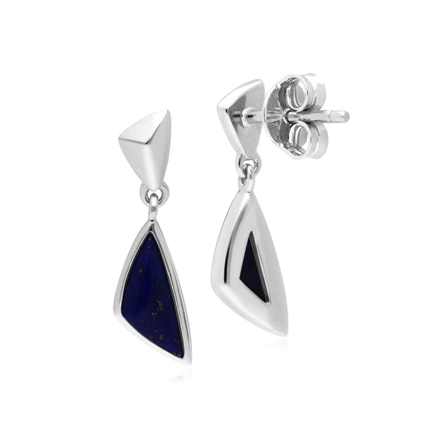 Boucles d'Oreilles Mini Pendantes Argent 925 Lapis Lazuli