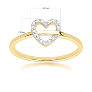 Bague Cœur Love en Or Jaune 375 en Diamant