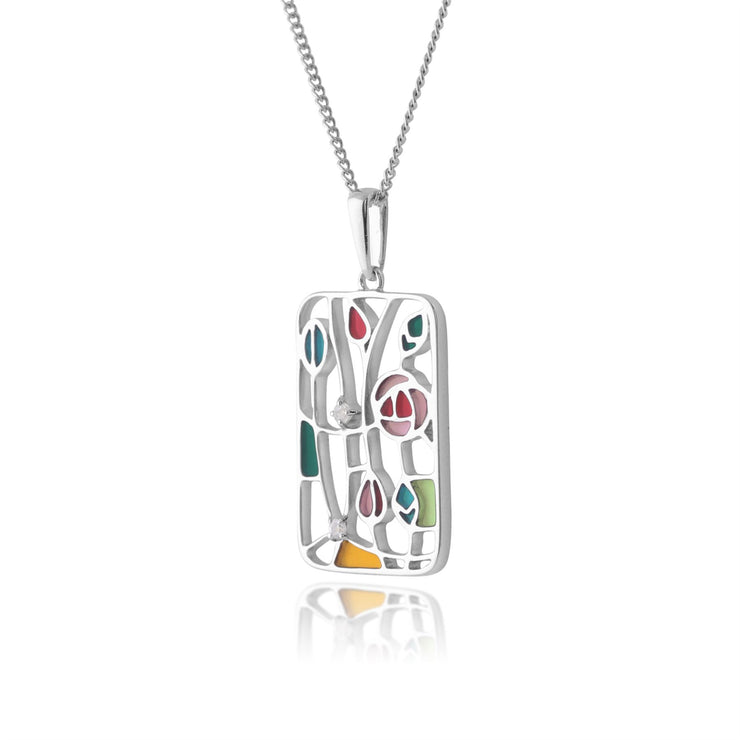 Pendentif Style Rennie Mackintosh Argent 925 Topaze Rond et Marcassite