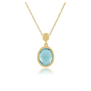 Pendentif Or Jaune Topaze Oval Bleu