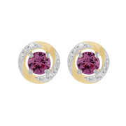 Boucles d'Oreilles Clou Saphir Rose Classique Or Blanc 375 et Ear-Jacket Halo Diamant Or Jaune 375