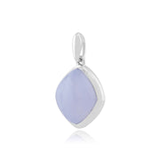 Pendentif Pain de Sucre Classique Argent 925 Agate Bleue Forme Diamant serti Clos