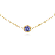 Tanzanite Bracelet, 9 CT or Jaune Grenade Pierre Unique Rond Milgrain 19cm Bracelet