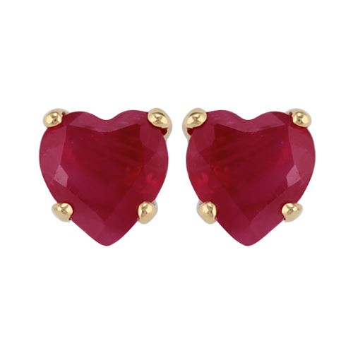 Boucles d'Oreilles Clou Classique Or Jaune 375 Rubis Cœur