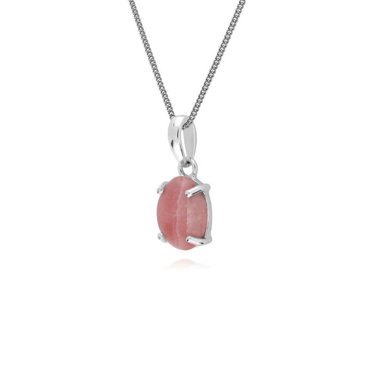 s Argent Sterling Rhodochrosite Pierre Unique Ovale 45cm Collier