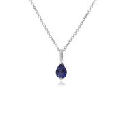 Pendentif Classique Or Blanc 375 Iolite Poire serti Griffe