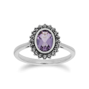 Gemondo Bague Amethyste, Argent Sterling Améthyste & Marcassite Bague Grappe - Améthyste