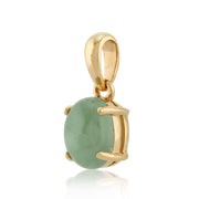 Pendentif Classique Or Jaune 375 Jade Cabochon Oval