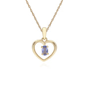 9 ct or Jaune Grenade Ovale Pierre Unique Coeur Pendentif sur 45cm Chaîne