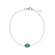 s Argent Sterling Amazonite Pierre Unique Ovale 19cm Bracelet