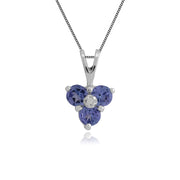 Pendentif Floral Or Blanc 375 Tanzanite et Diamant