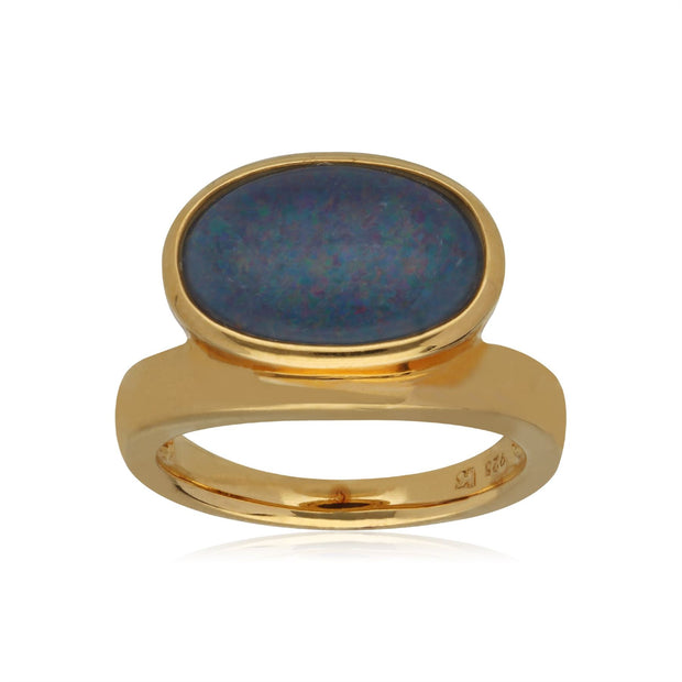 Bague Kosmos Argent 925 Plaqué Or Opale