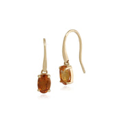 Boucles d'Oreilles Pendantes Or Jaune 375 Citrine Ovale serti Clos