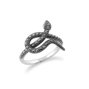 Gemondo Bague Art Nouveau, Argent Massif 925 0.42ct Marcassite Art Nouveau Design Serpent Bague