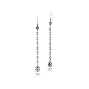 Boucles d'Oreilles Style Art Déco Pendantes Argent 925 Marcassite Ronde