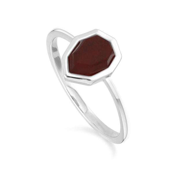 Bague Irregulier B Gem Argent 925 Jaspe Rouge