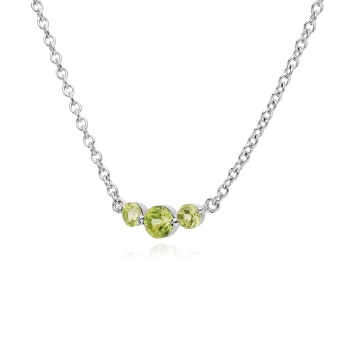 s Argent Sterling Trois Pierres Peridot Rond Dégradé 45cm Collier