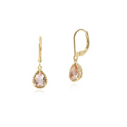 Boucles d'Oreilles Classique Pendantes Or Jaune 375 avec Morganite Poire