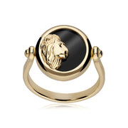 Bague Zodiaque Lion Onyx Noire