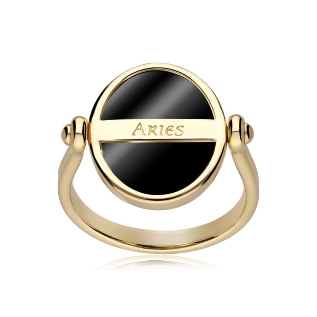 Bague Zodiaque Bélier Onyx Noire