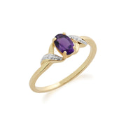 Gemondo Bague Amethyste, 9ct Or Jaune 0.39ct Bague Améthyste & Diamant