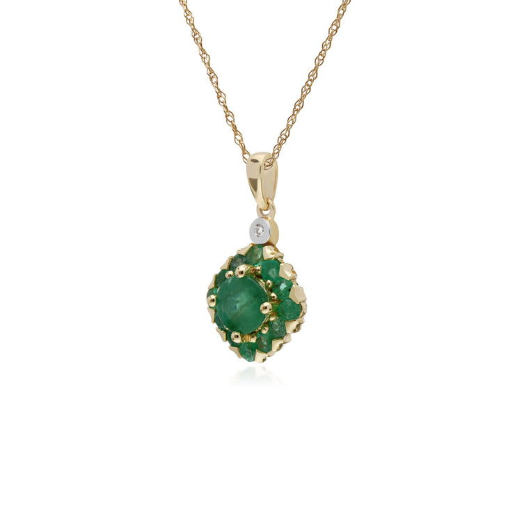 s 9 CT or Jaune Émeraude et Diamant Carré Serti Pendentif sur 45cm Chaîne