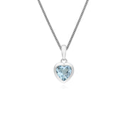 Argent Sterling Pierre Unique Topaze Bleu Coeur Pendentif sur 45cm Chaîne