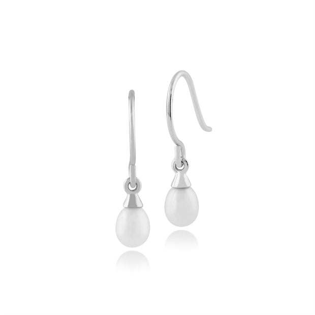 Boucles d'Oreilles Pendantes Classique Or Blanc 375 Perles de Culture