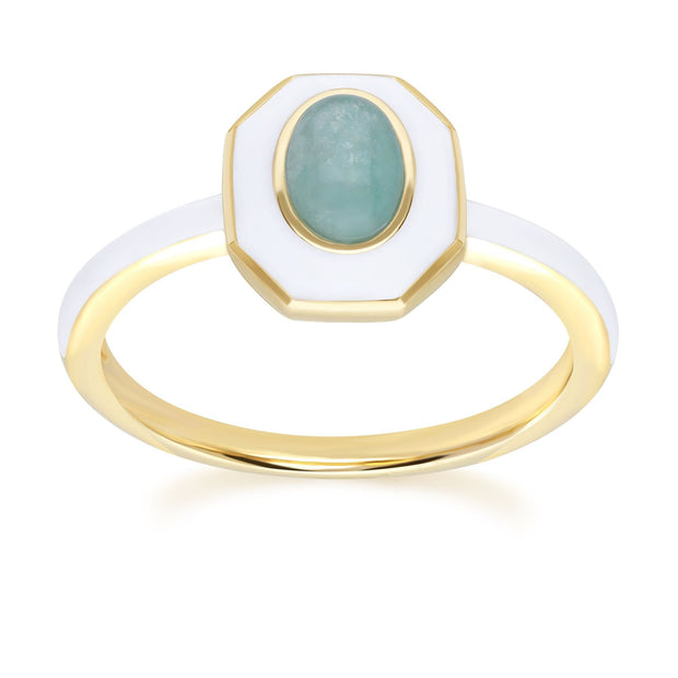 Bague Siberian Waltz avec Email Blanc & Amazonite