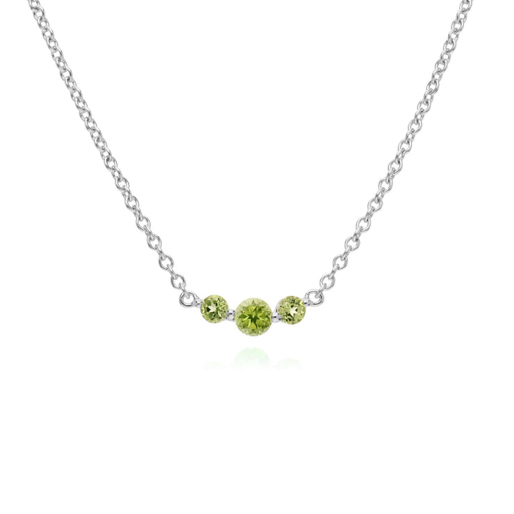 s Argent Sterling Trois Pierres Peridot Rond Dégradé 45cm Collier