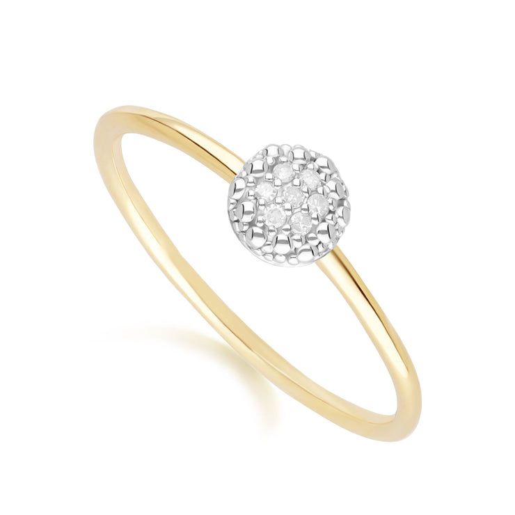 Bague Pavé de Diamant Rond en Or Jaune 375