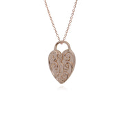 Collier Argent, Plaqué or Rose Argent Sterling Volutes Cœur Cadenas Charme Pendentif sur 45cm Chaîne