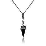 Pendentif et Boucles d'Oreilles Pendantes Style Art Déco Argent 925 Onyx Noire et Marcassite