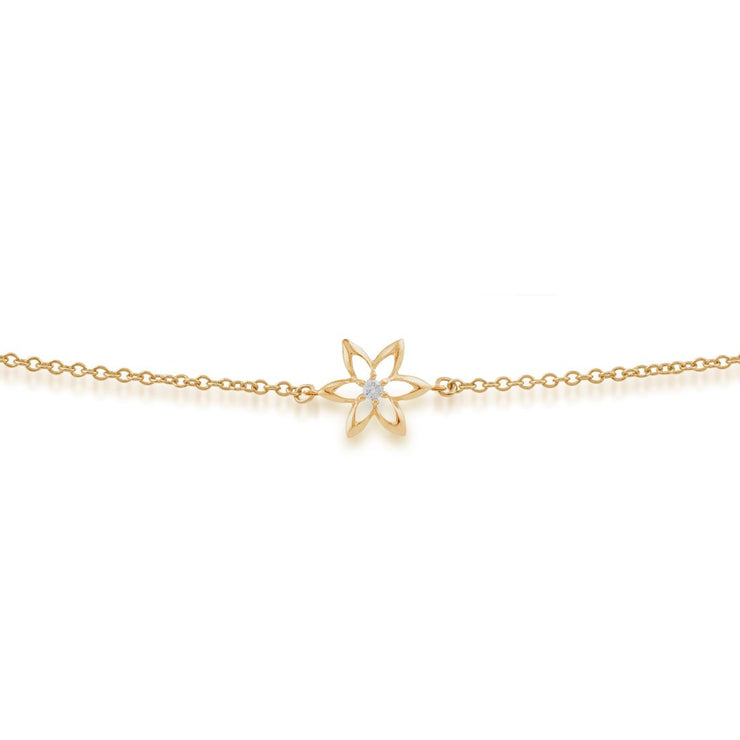 Bracelet de Diamants, 9 Ct or Jaune 0.03ct Diamant Ressort Starflower Bracelet