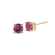 Boucles d'Oreilles Clou Classique Or Jaune 375 Saphir Rose Rond