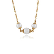 Collier et Boucles d'Oreilles Pendantes Classique Argent 925 Plaqué Or Trois Perles