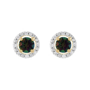 Boucles d'Oreilles Clou Topaze Mystique Classique Or Jaune 375 et Ear-Jacket Rond Diamant