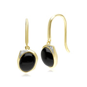 Boucles d'Oreilles Pendantes Irrégulier B Gem Onyx Noires et Diamant