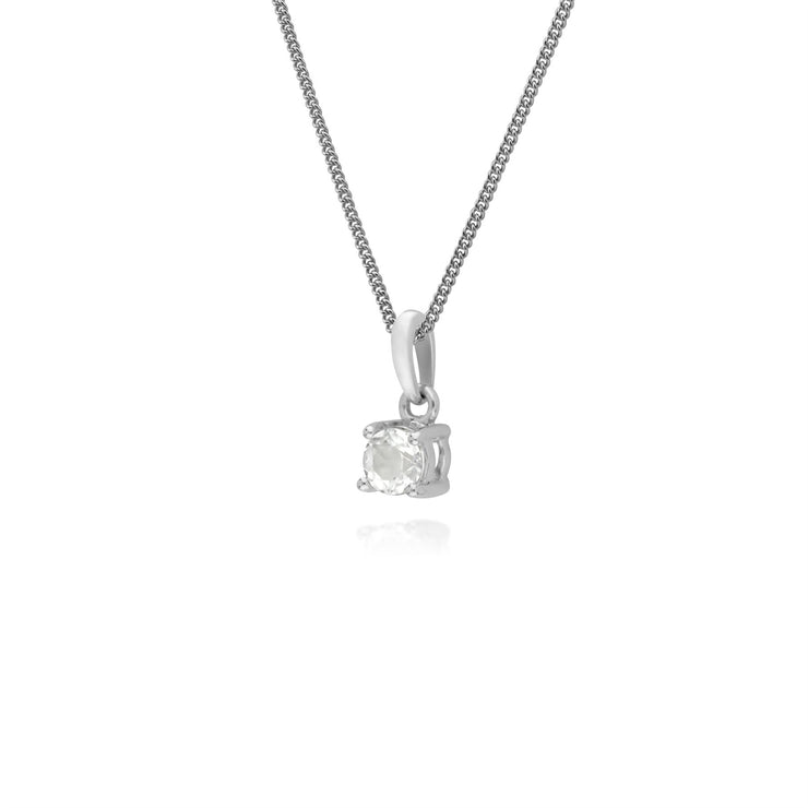 s en Argent Sterling 925 Rond Topaze Blanche 45cm Collier