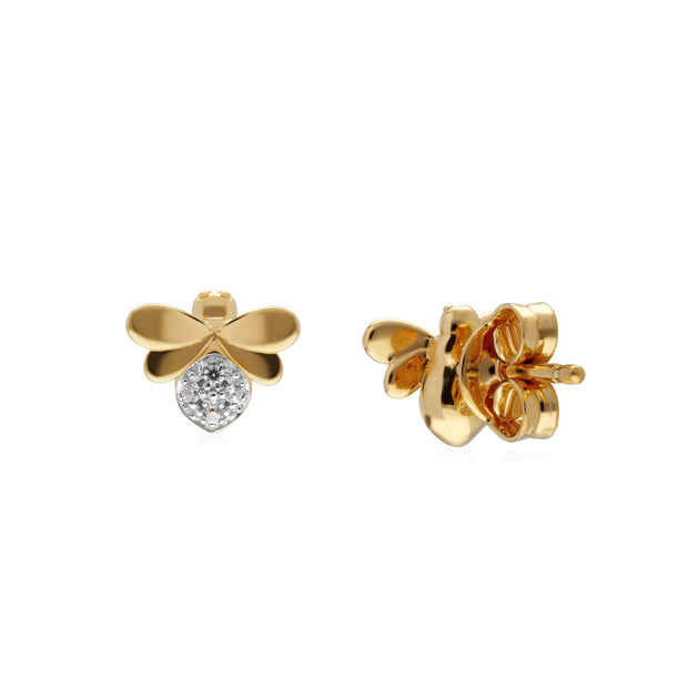 Boucles d'Oreilles Abeilles Collection Honeycomb or Jaune 375 Diamant