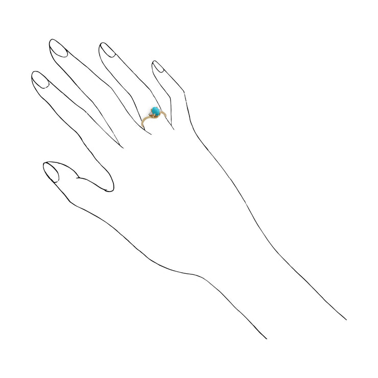 Gemondo Turquoise Bague, 9ct Or Jaune 0.66ct Turquoise & Bague Diamant