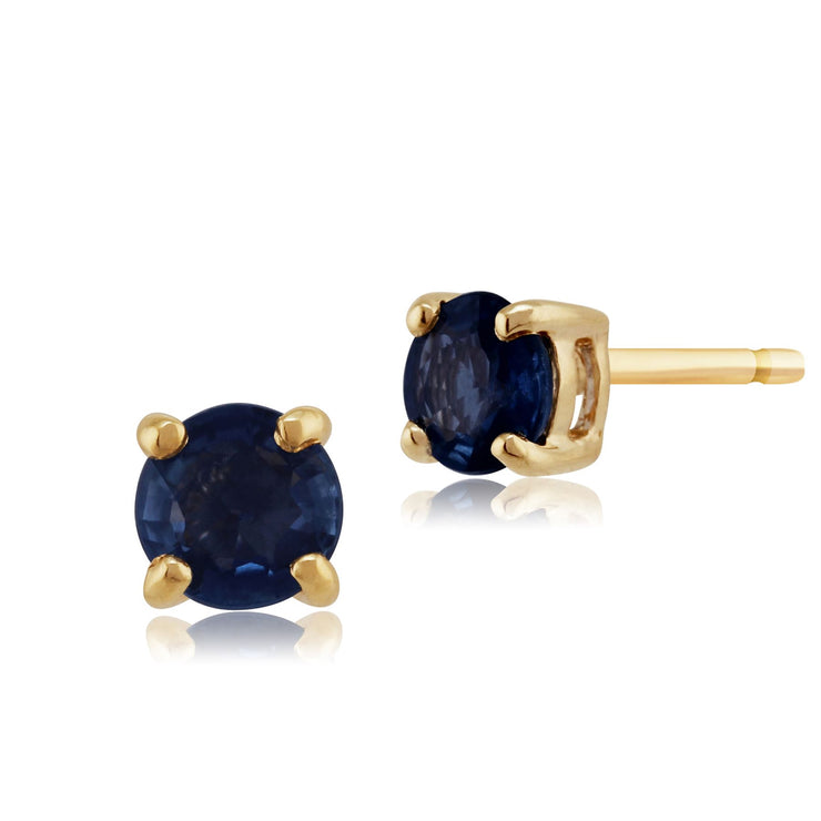 Gemondo Blue Sapphire Round Stud Earrings In 9ct Yellow Gold 3.50mm Claw Set
