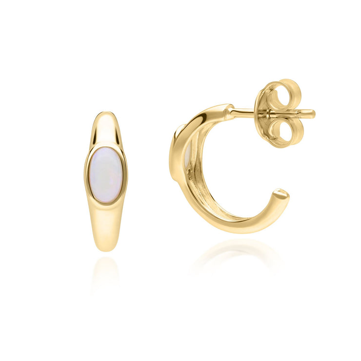 Boucles d'Oreilles Ovales Modern Classic Argent 925 doré à l'or fin avec opale ovale