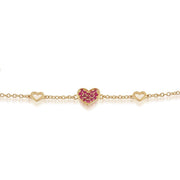 Bracelet Classique Or Jaune 375 Rubis Coeur