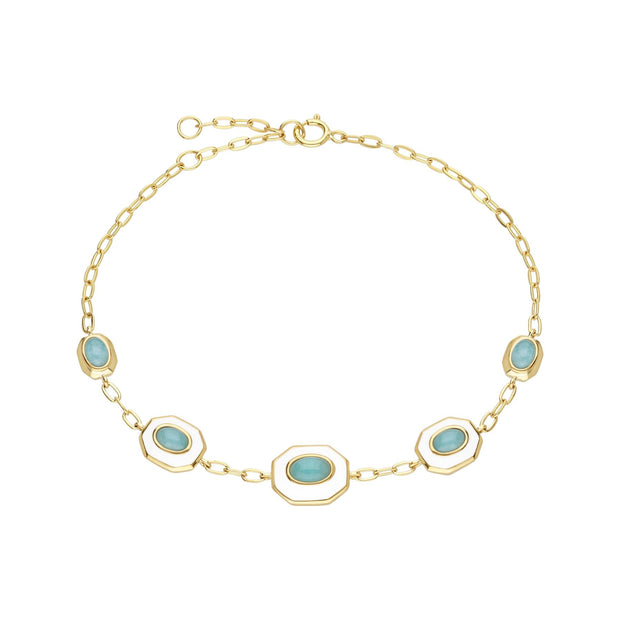 Bracelet Siberian Waltz avec Email Blanc & Amazonite