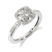 Gemondo 18ct Or Blanc 0.33ct Diamant Auréole Bague Grappe