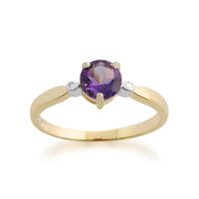 gemondo BAGUE AMETHYSTE, 9 Ct Or Jaune 0.57ct Bague Améthyste & DIAMANT